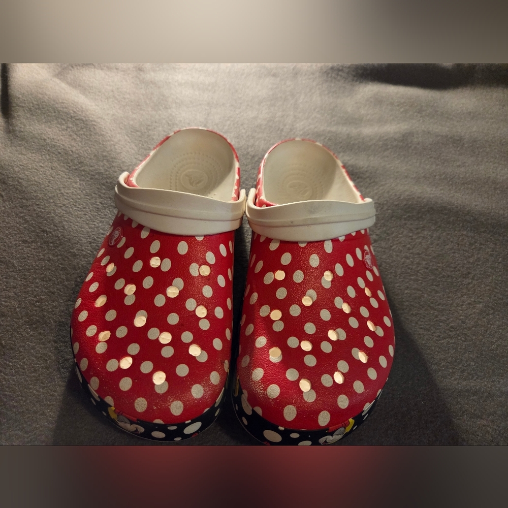 CROCS Minnie Mouse Red and White Polka Dot Design